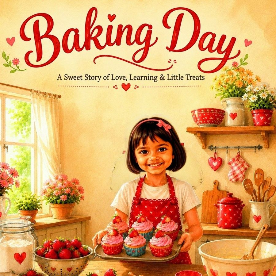 Baking Story personalised with Diya's face on the cover