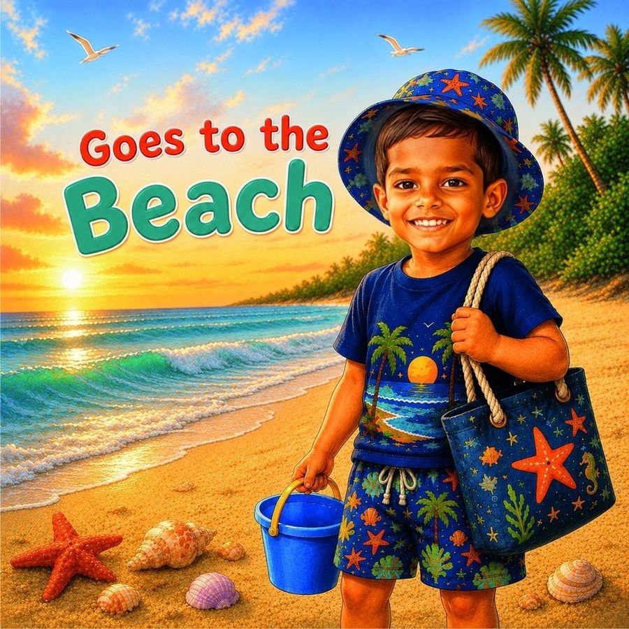 Beach Story personalised with Vihaan's face on the cover
