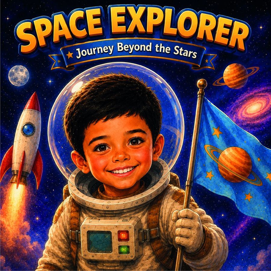 Space Explorer - the illustrated cover before personalisation